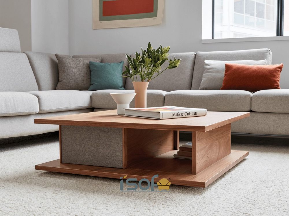 Bàn sofa vuông có chất liệu từ gỗ