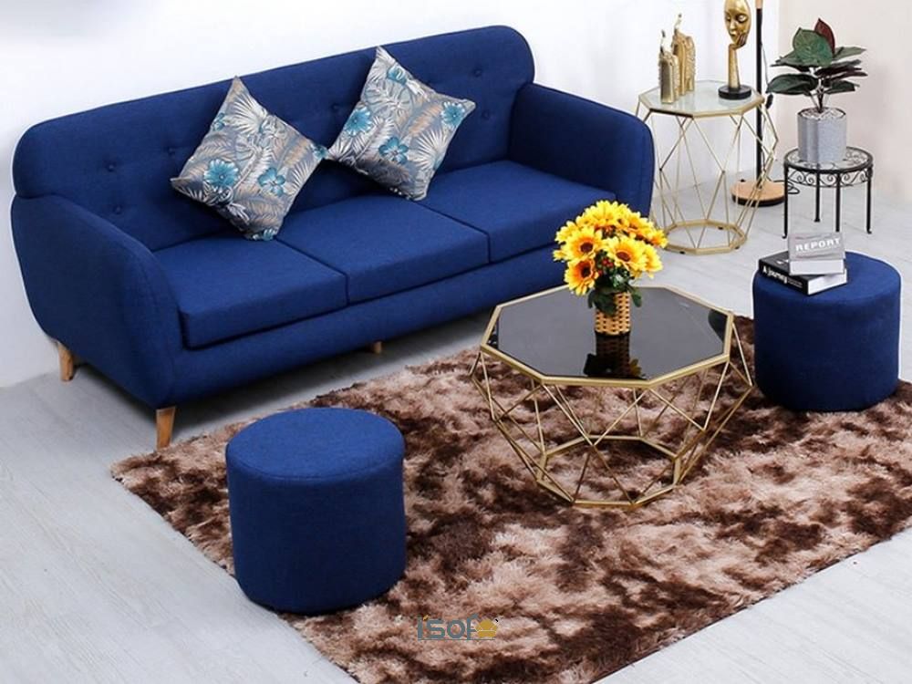 Mẫu sofa màu xanh dương tươi mát cho không gian nhà