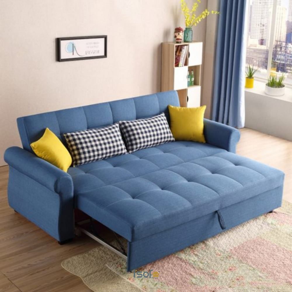 Mẫu ghế sofa kiêm giường ngủ bằng vải nỉ có nhiều kiểu dáng và màu sắc để cho khách hàng lựa chọn theo sở thích và nhu cầu thoải mái