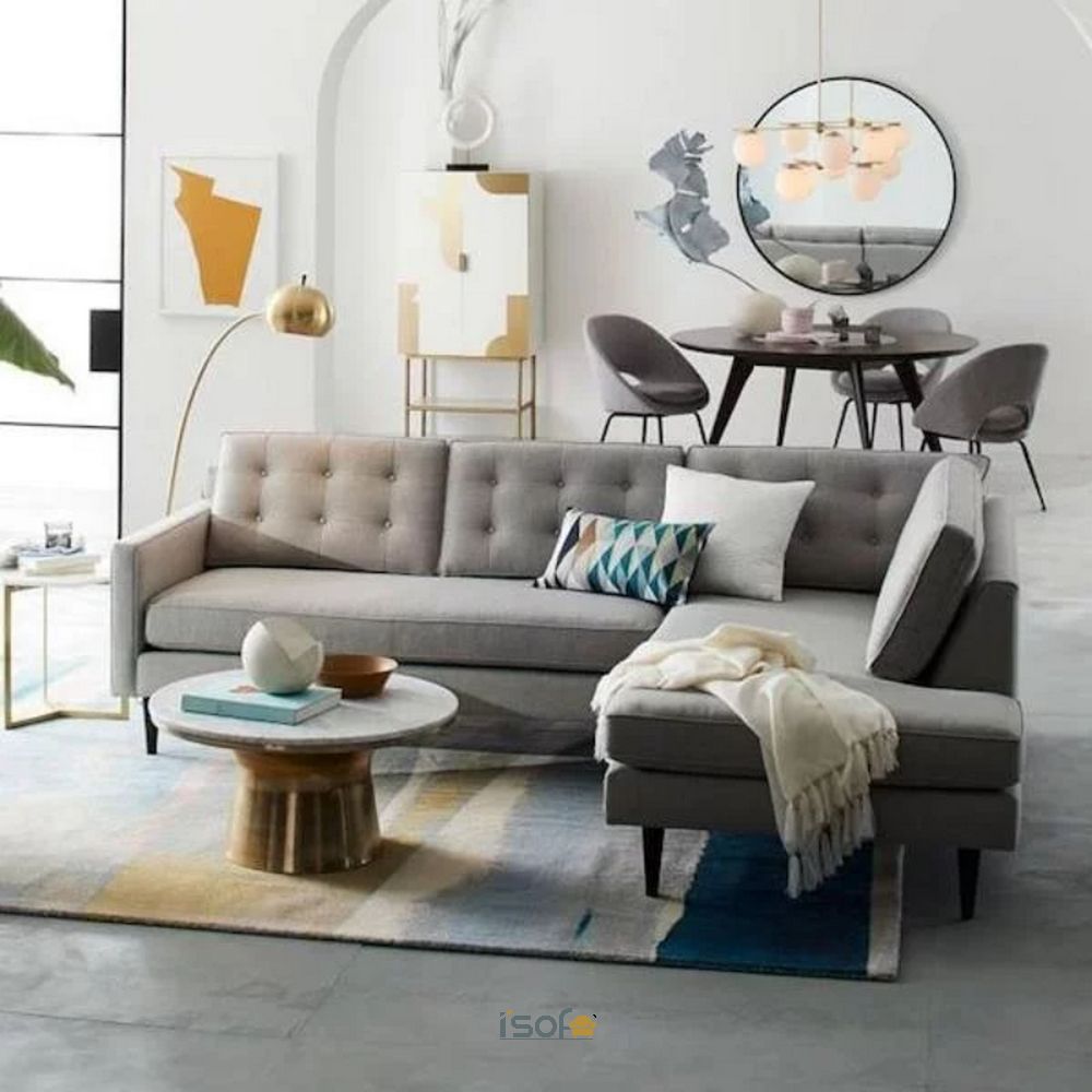 Mẫu sofa ghi thiết kế theo phong cách đương đại, đơn giản nhưng vẫn tạo nên vẻ đẹp hiện đại, phù hợp với những căn phòng có diện tích nhỏ.