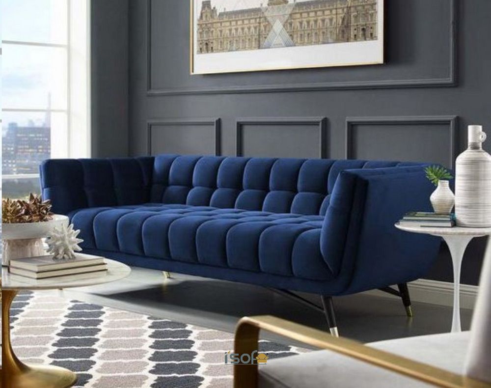 Mẫu sofa văng dài thiết kế theo phong cách tân cổ điển với kỹ thuật may rút chỉ vô cùng độc đáo, tinh tế, tạo nên một không gian phòng sang trọng và ấn tượng.