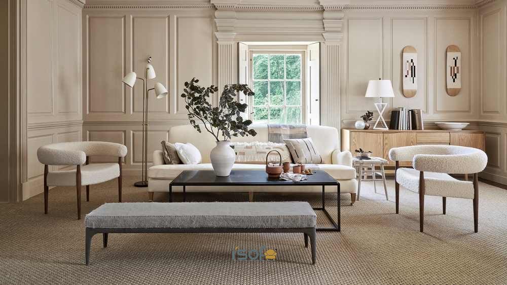 Mẫu sofa màu trắng giúp không gian thêm thoáng đãng