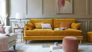 Ghế băng chữ I màu vàng được thiết kế theo phong cách hiện đại phù hợp cho những căn nhà có diện tích nhỏ