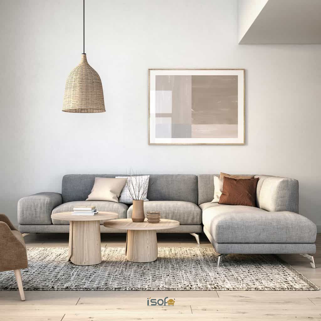 Ghế sofa nỉ cho phòng khách nhỏ dạng góc giúp tiết kiệm không gian nhà