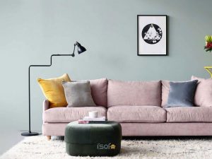 Sofa nỉ cho phòng khách nhỏ tông màu hồng phù hợp cho phái yếu