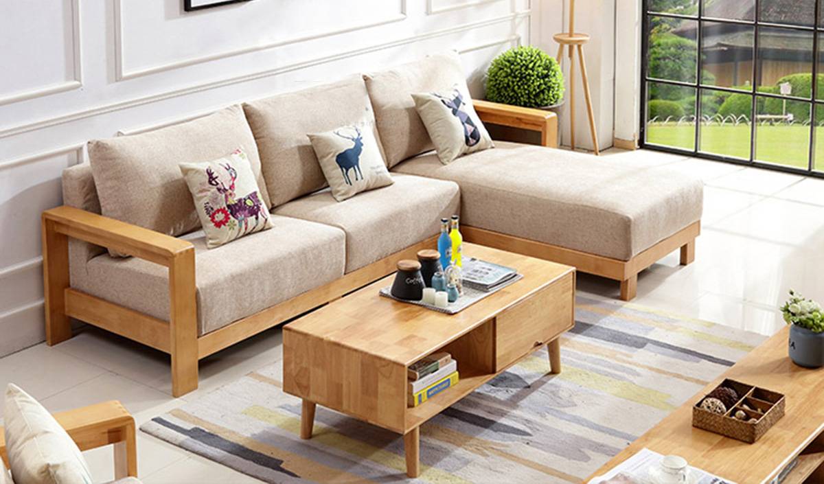 Kích thước ghế sofa gỗ chữ L còn phụ thuộc vào diện tích căn phòng.