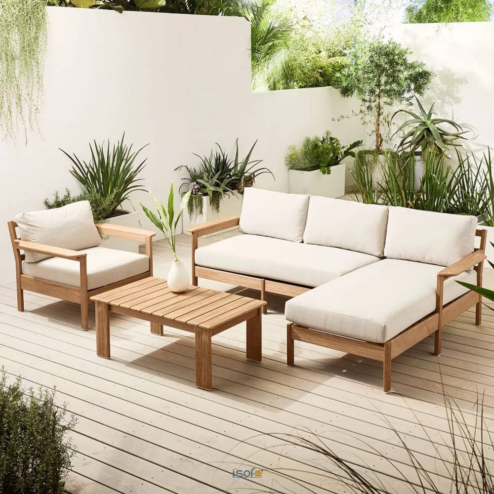 Bàn ghế gỗ sofa hiện đại có thể dễ dàng kết hợp với các đồ nội thất khác