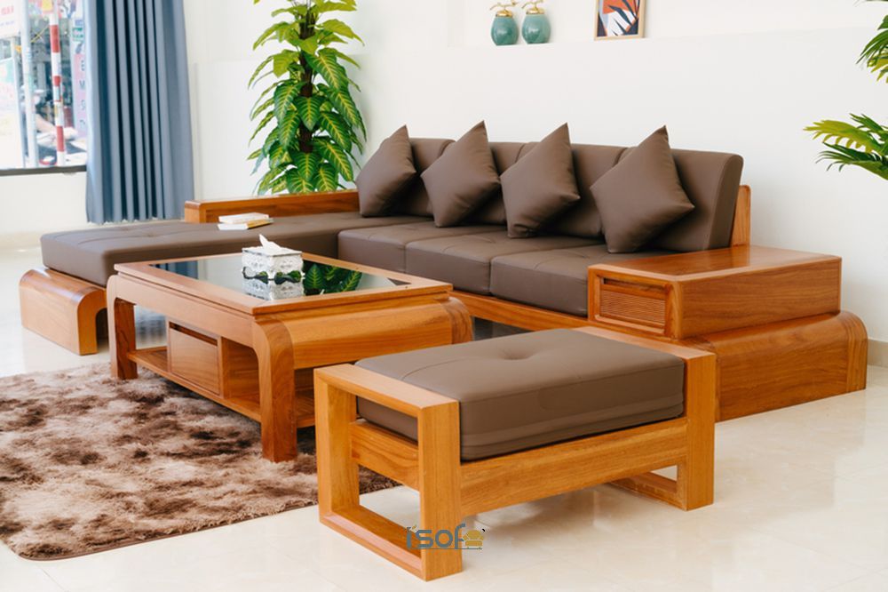 Bộ ghế sofa gỗ với đường vân đẹp đầy sang trọng.